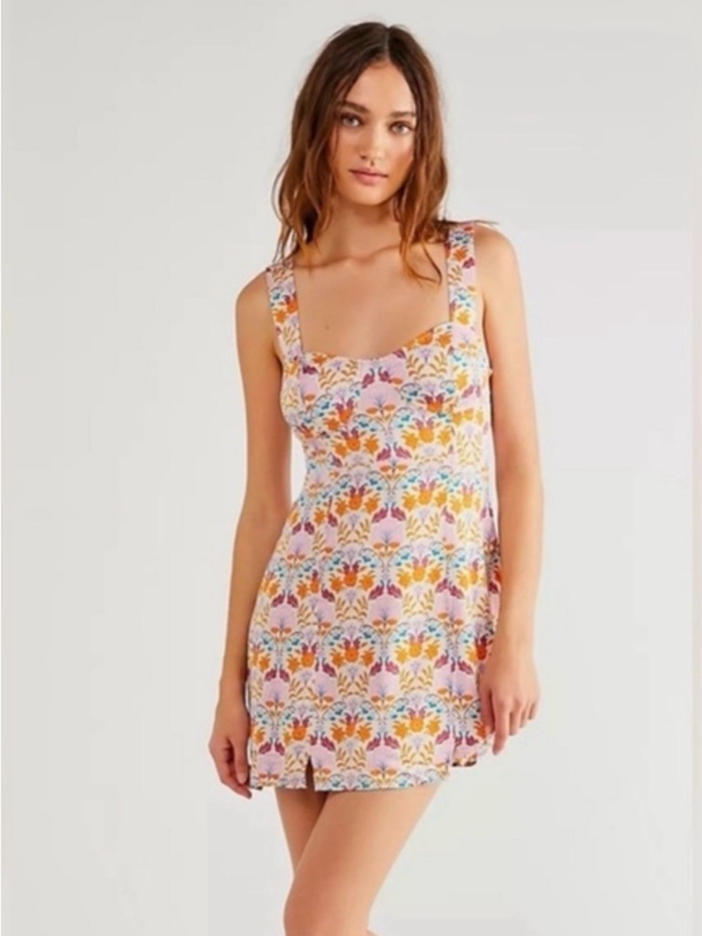 NWT Free People Sasha sweetheart-neck Floral Mini Dress size medium